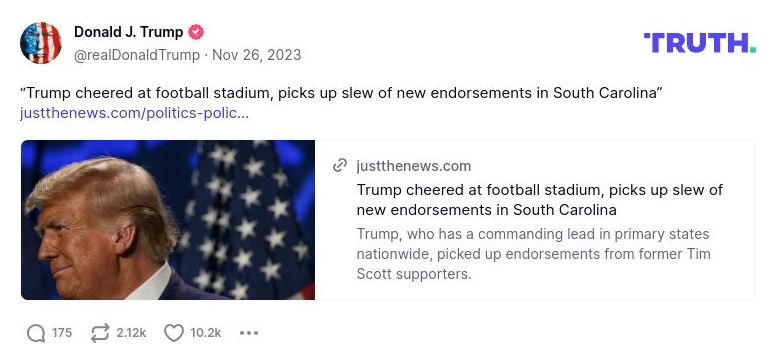 Post image from Donald Trump