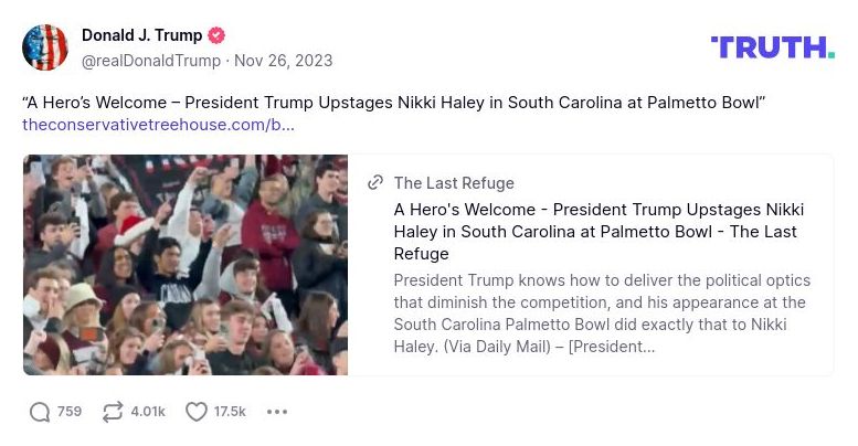 Post image from Donald Trump