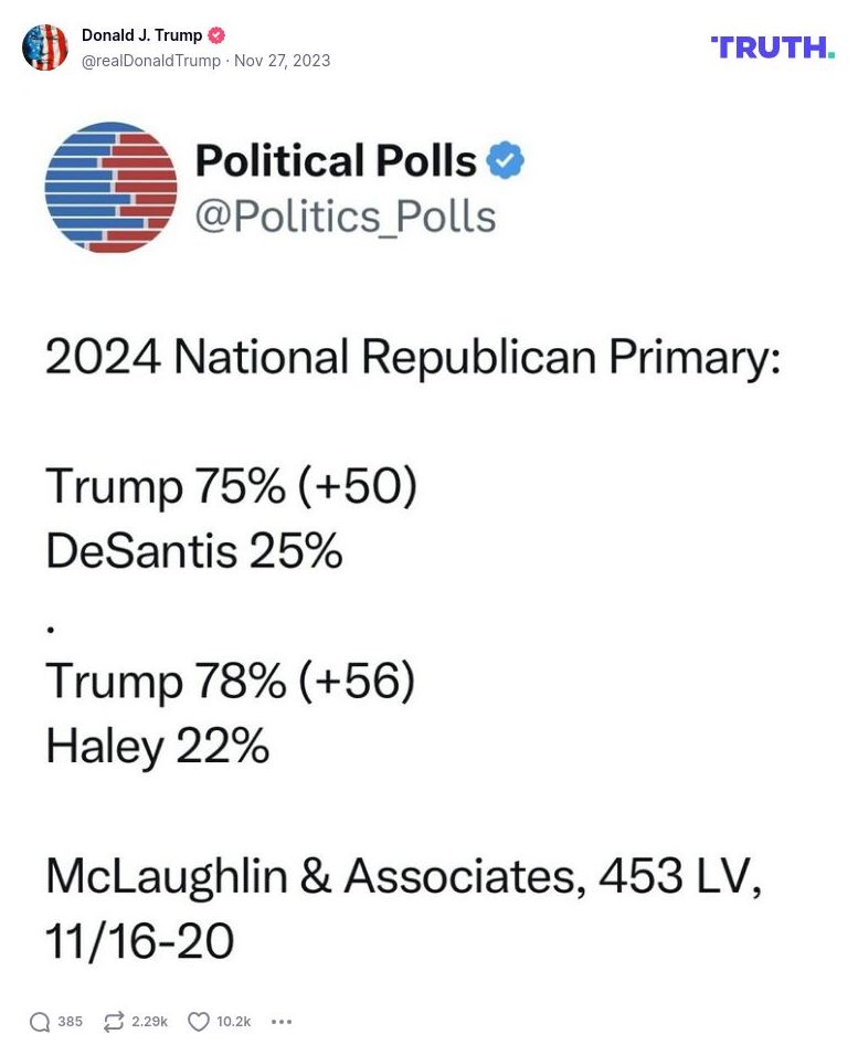 Post image from Donald Trump