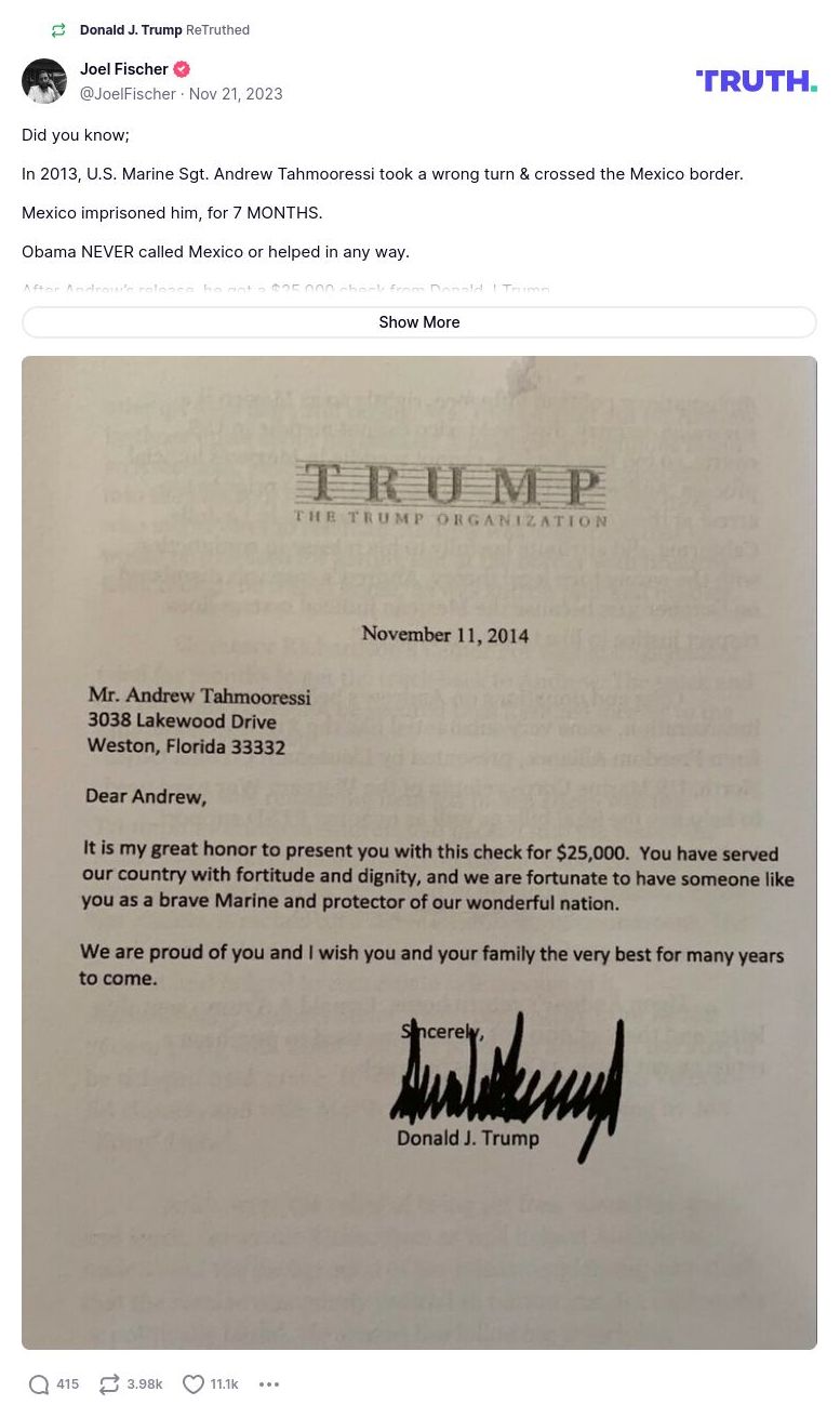 Post image from Donald Trump