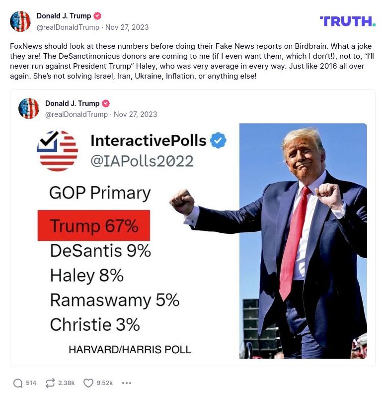 Post preview from Donald Trump