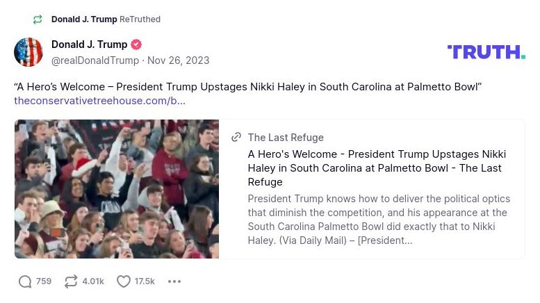 Post image from Donald Trump