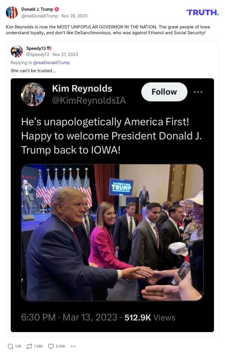 Post image from Donald Trump