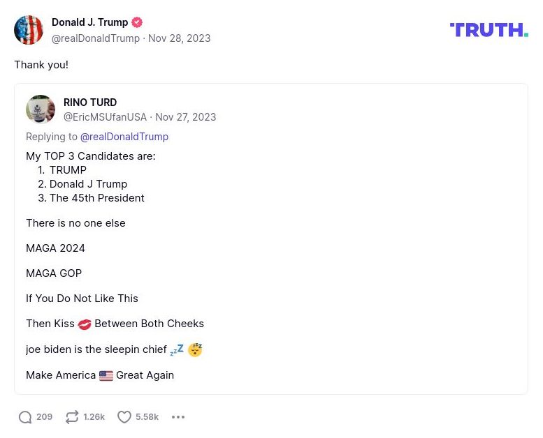 Post image from Donald Trump