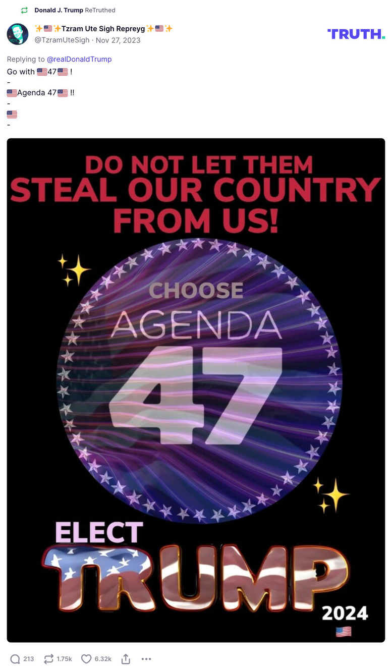 Post image from Donald Trump