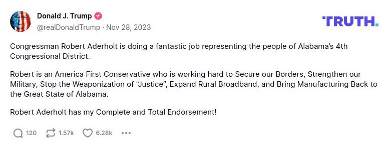 Post image from Donald Trump