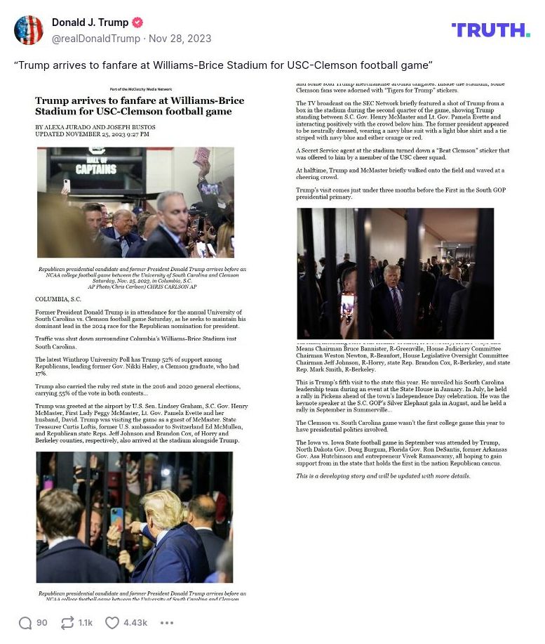 Post image from Donald Trump