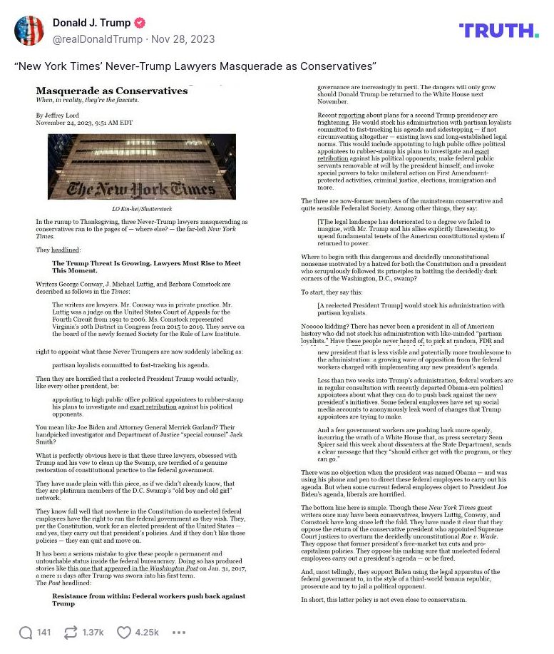 Post image from Donald Trump