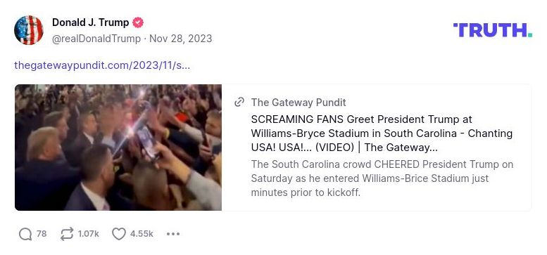 Post image from Donald Trump