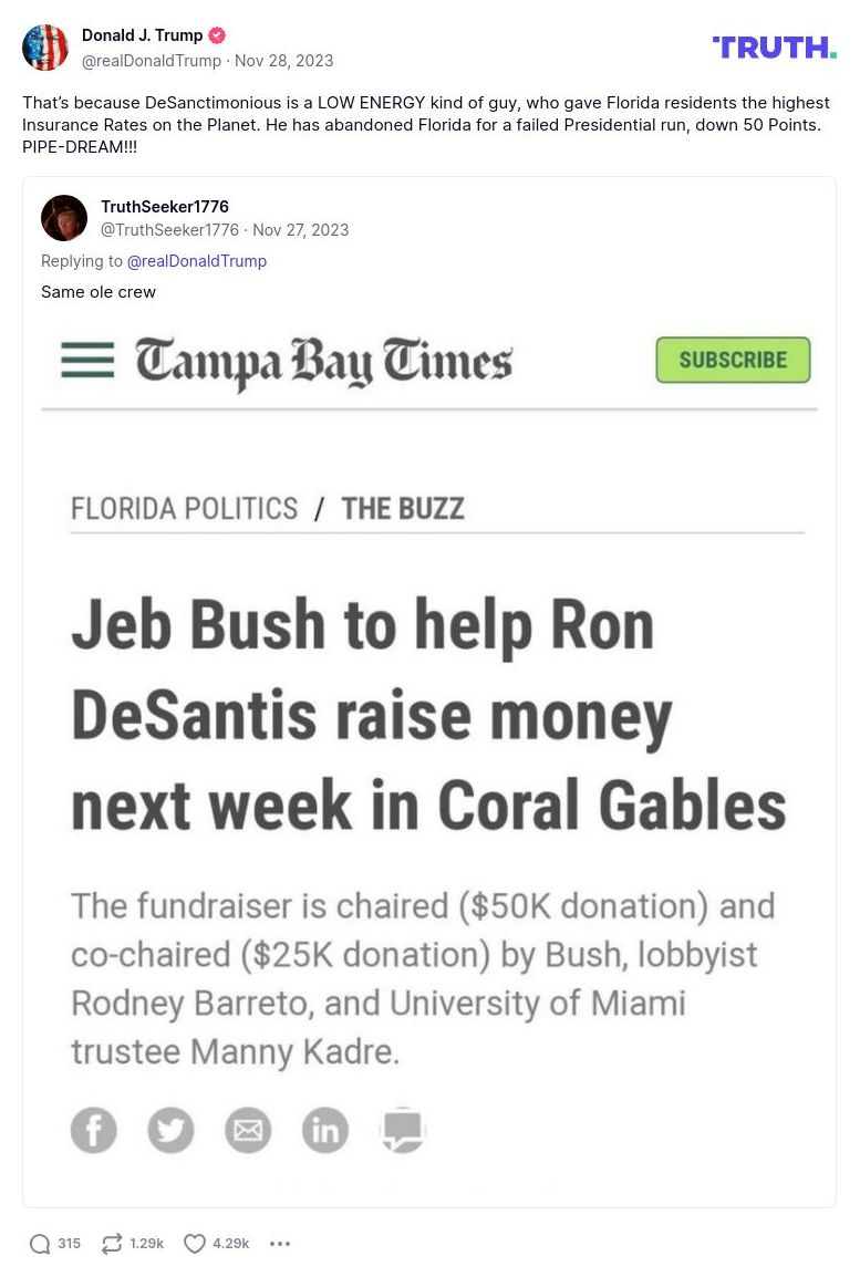 Post image from Donald Trump