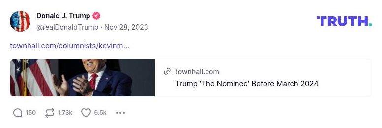 Post image from Donald Trump