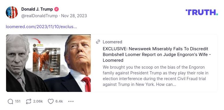 Post image from Donald Trump