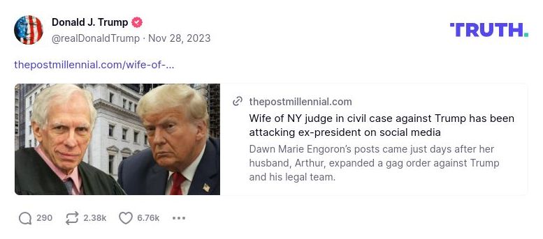 Post image from Donald Trump