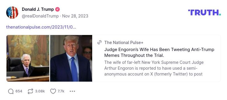 Post image from Donald Trump