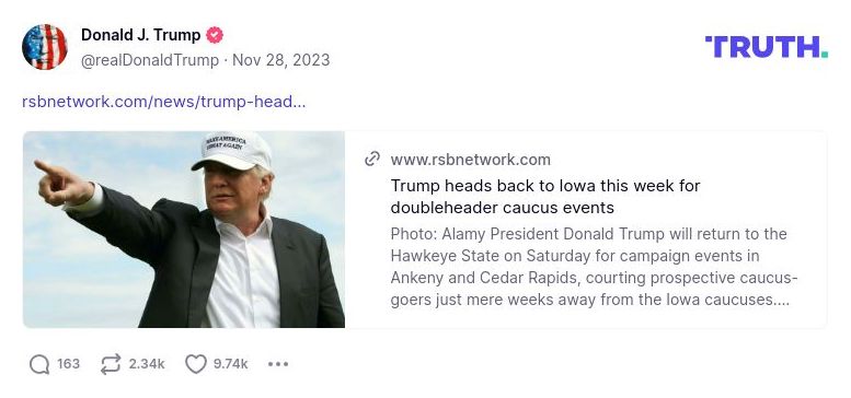 Post image from Donald Trump