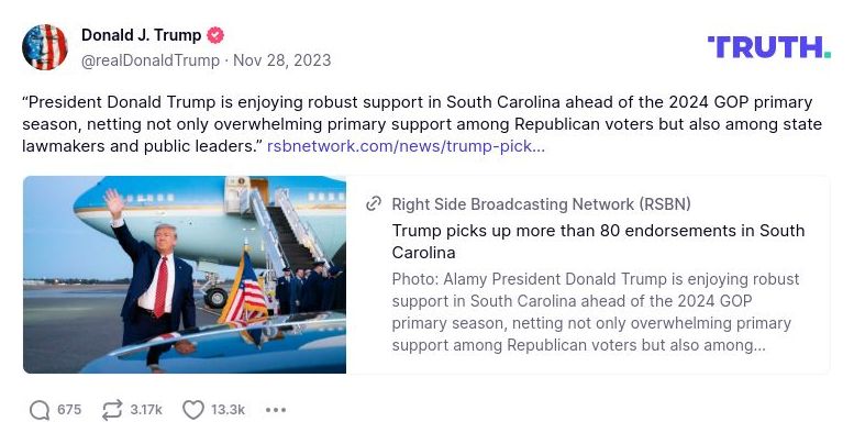 Post image from Donald Trump