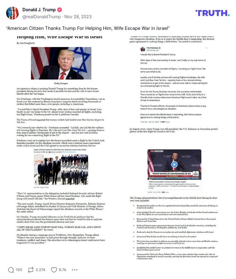 Post preview from Donald Trump