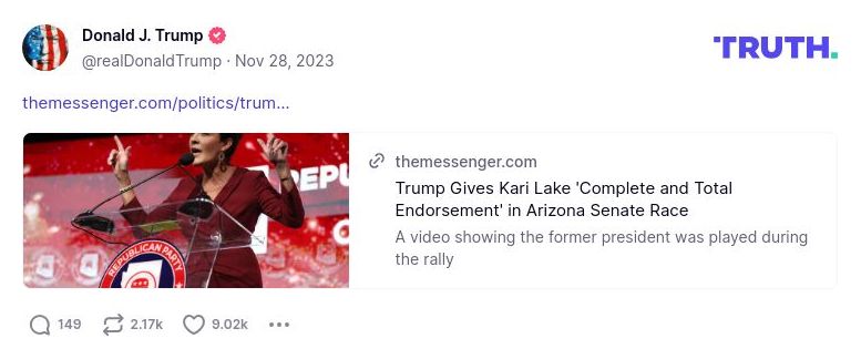 Post image from Donald Trump