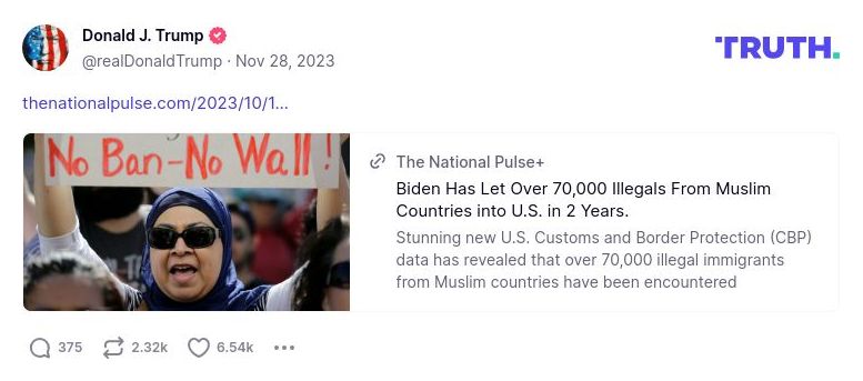 Post image from Donald Trump