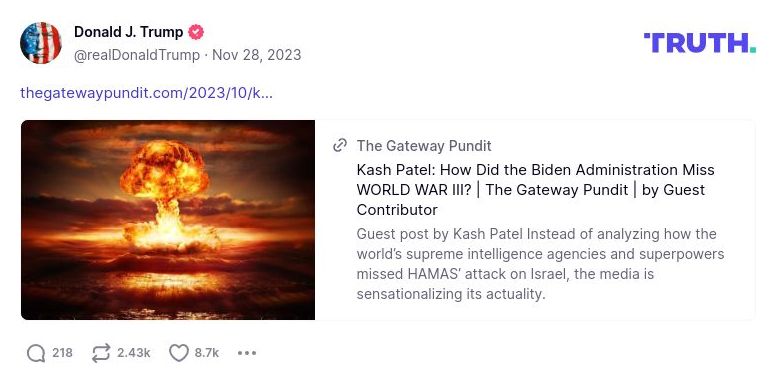 Post image from Donald Trump