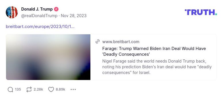 Post preview from Donald Trump