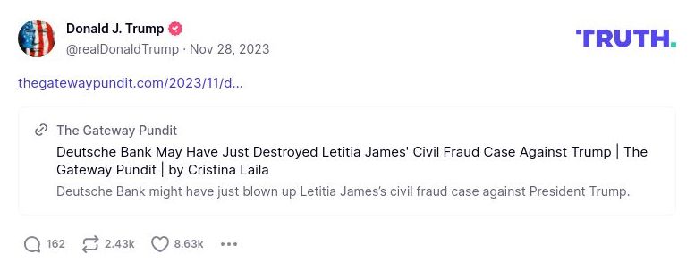 Post image from Donald Trump