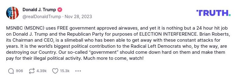 Post image from Donald Trump