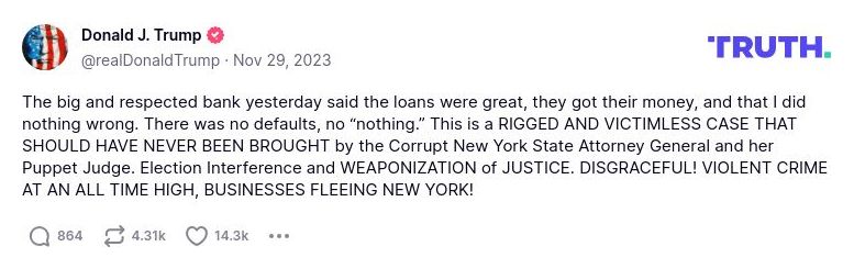 Post image from Donald Trump