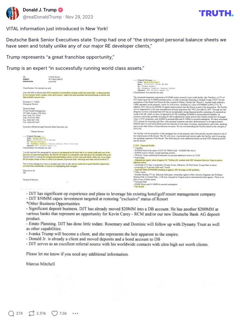 Post image from Donald Trump