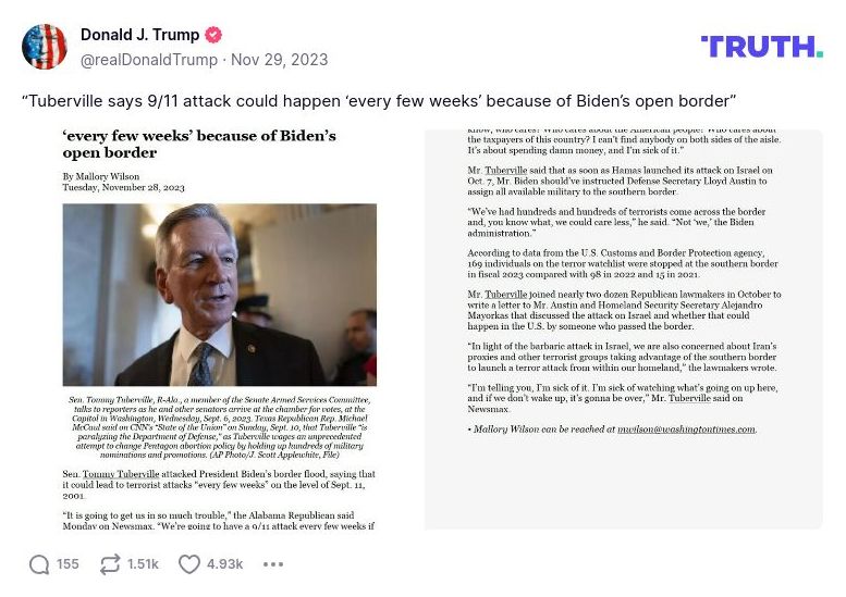 Post image from Donald Trump