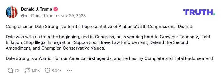 Post preview from Donald Trump