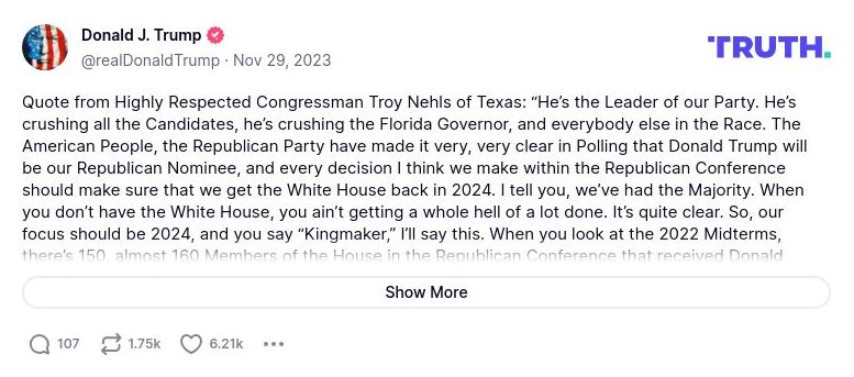 Post image from Donald Trump