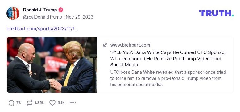 Post image from Donald Trump