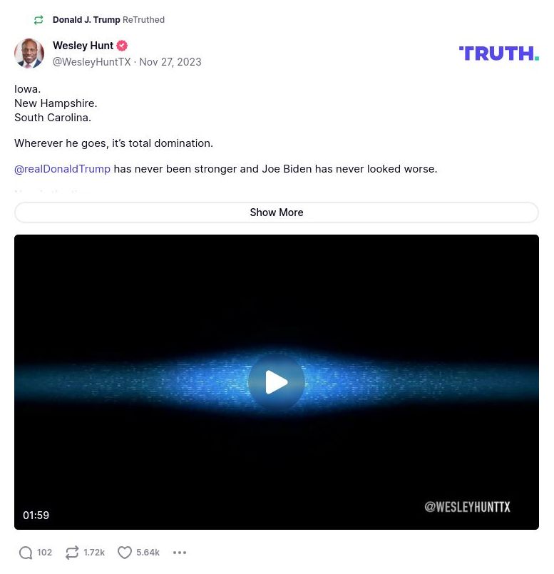 Post image from Donald Trump