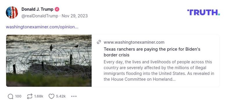 Post image from Donald Trump