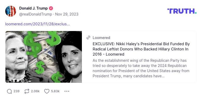 Post image from Donald Trump