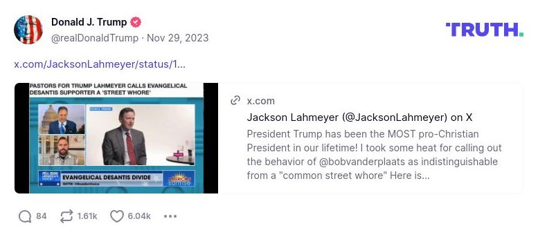 Post image from Donald Trump