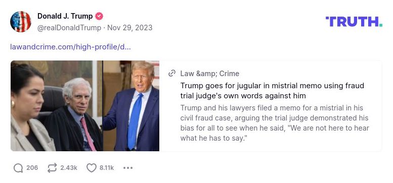 Post image from Donald Trump