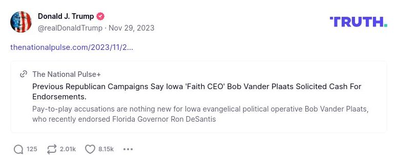 Post image from Donald Trump