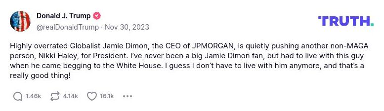 Post image from Donald Trump