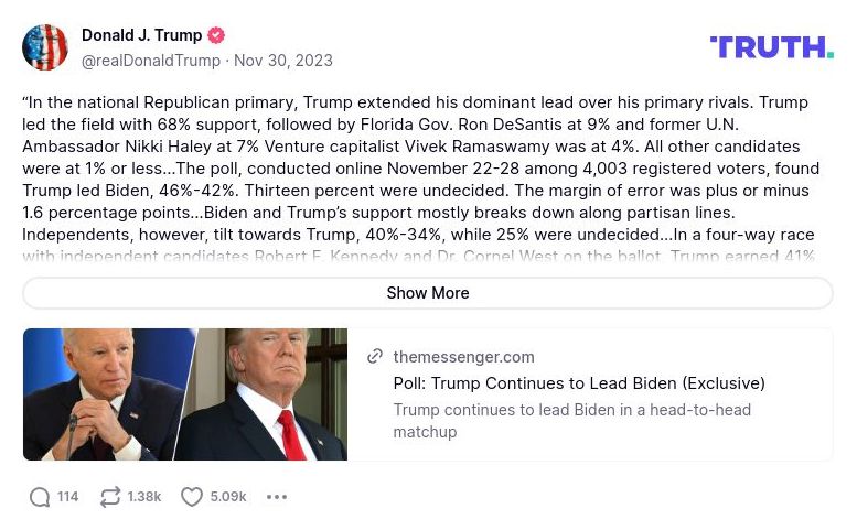 Post image from Donald Trump