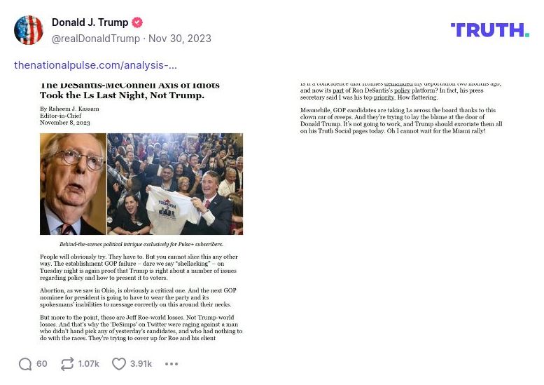 Post image from Donald Trump