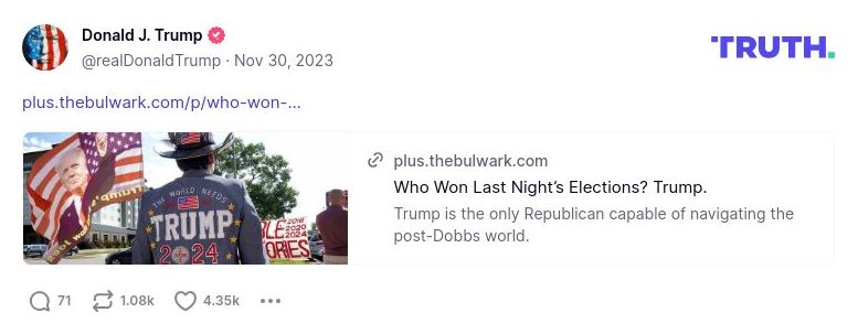 Post image from Donald Trump