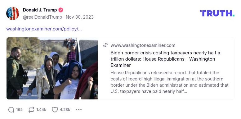 Post preview from Donald Trump