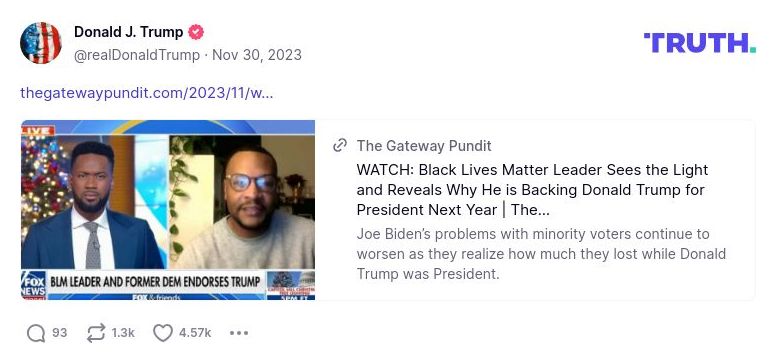 Post image from Donald Trump