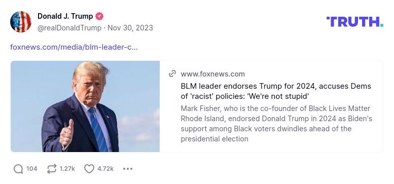 Post image from Donald Trump