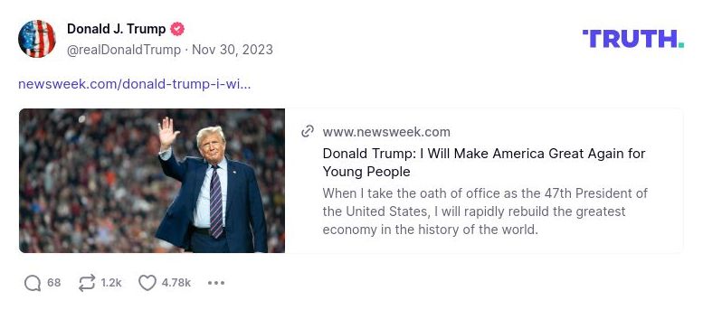 Post image from Donald Trump