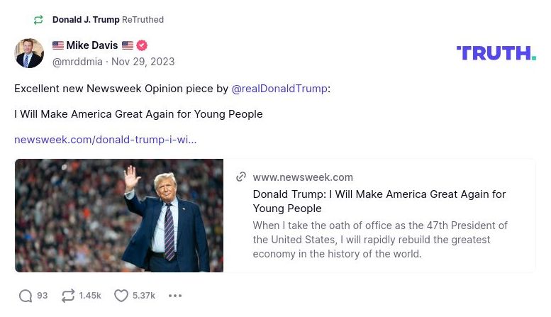 Post image from Donald Trump