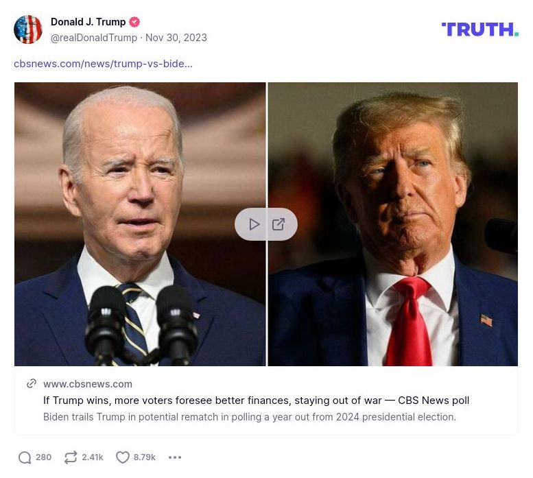 Post image from Donald Trump