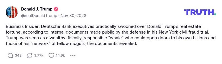 Post image from Donald Trump